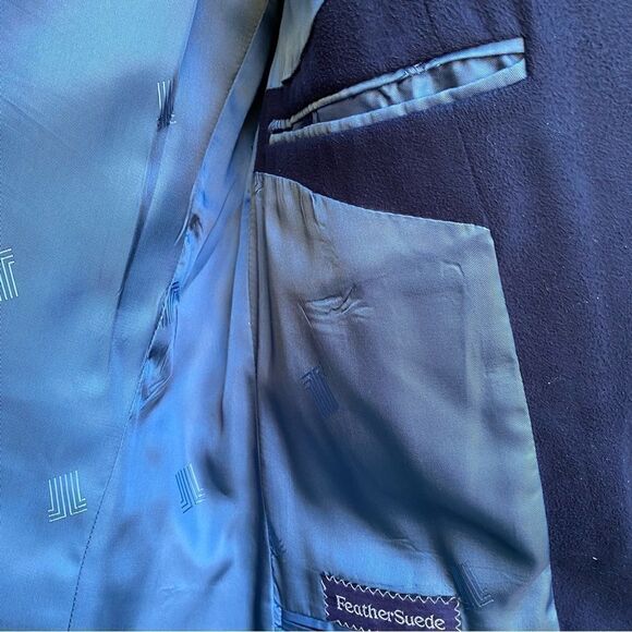 Vintage LANVIN Paris New York Men’s Blue Suede Vintage Sports Jacket Size Medium - Picture 10 of 13